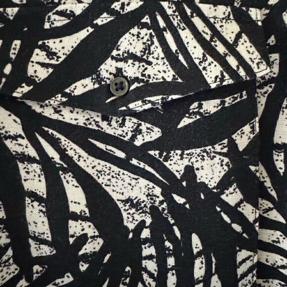 BANANA REPUBLIC BLACK & TAN PALM LEAF PRINT LINEN  VISCOSE SHIRT DRESS SZ 6 - Picture 6 of 12